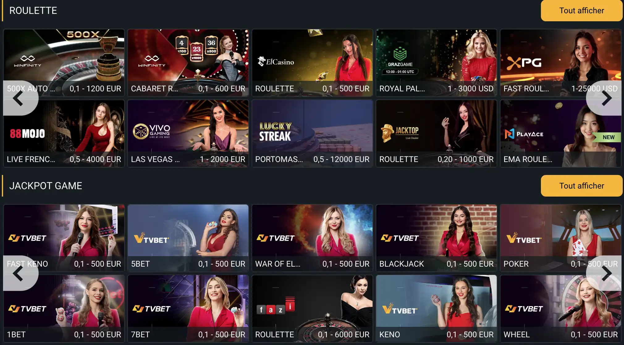 Jeux de casino avec jackpot progressif sur Melbet
