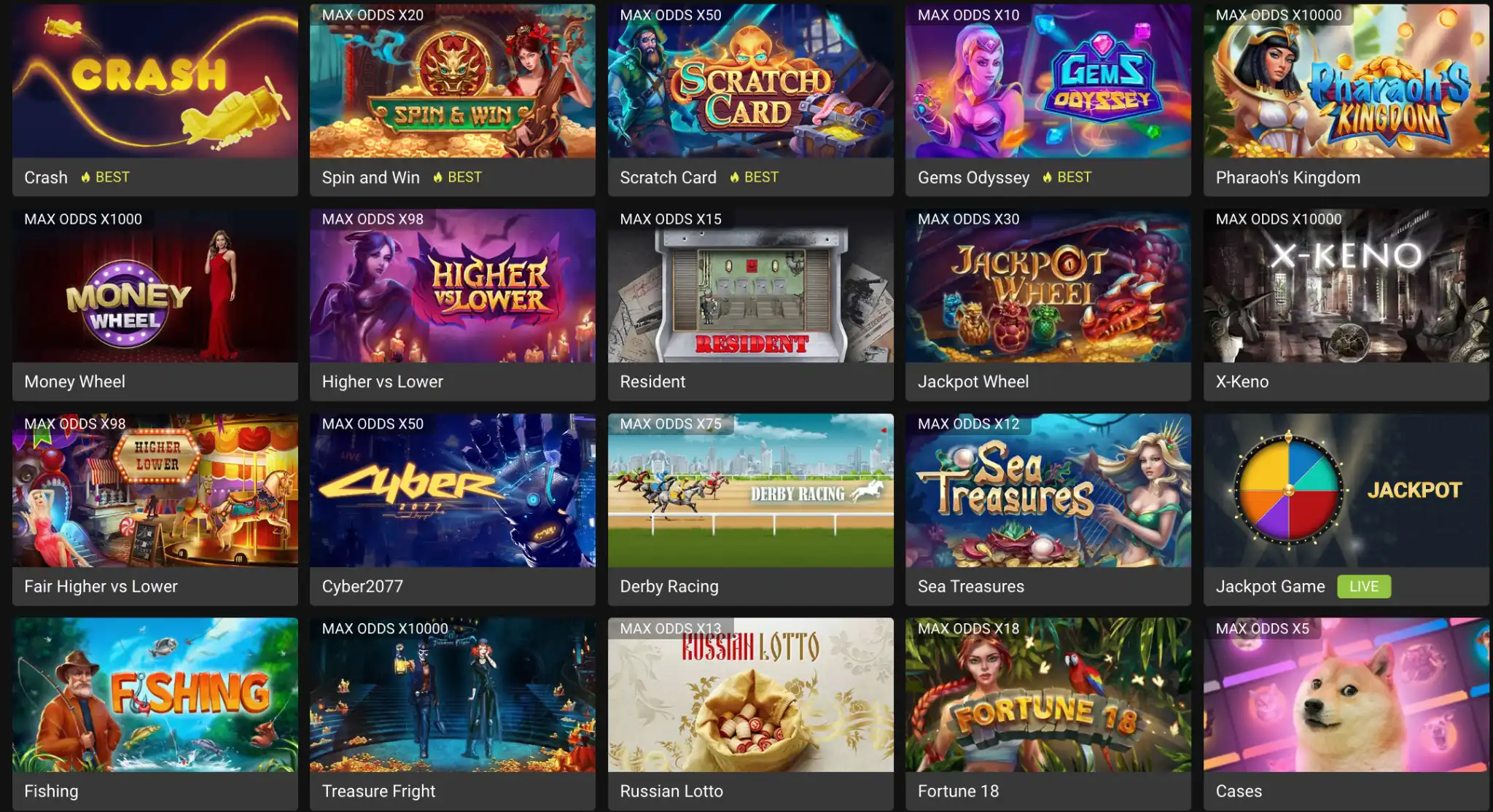 Section des loteries et jeux rapides sur Melbet