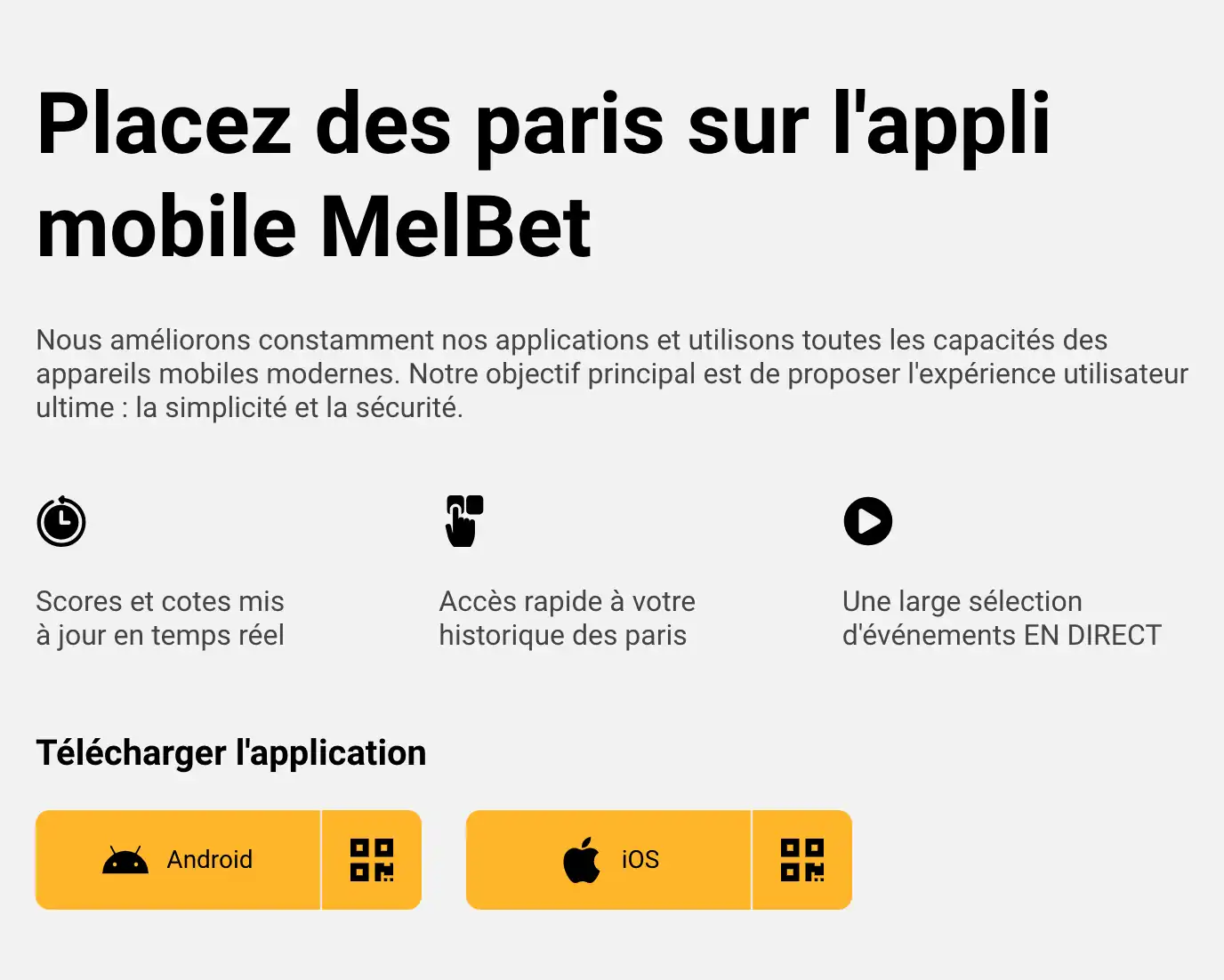 Application mobile Melbet pour Android et iOS
